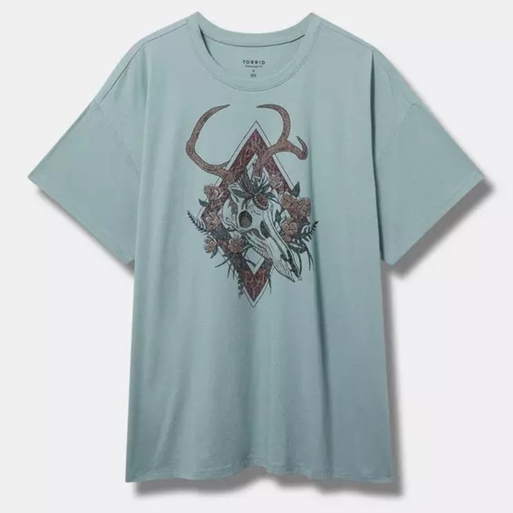 Torrid Women's Short Sleeve Tee - Light Blue with Graphic